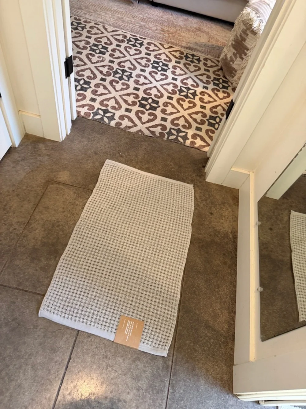 West Elm Plush Waffle Bath Mat in Light Gray
